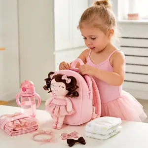 Gloveleya Plush Ballerina Girl Backpack, 9inch Soft Doll Bag for Toddler Girls Age 2-4, Perfect Easter Basket Stuffer & Spring Performance Gift, Dreamy Ballet Keepsake for My Little Dancer