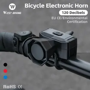 WEST BIKING Bicycle Bell. Certificated 120db Loud Bicycle Electronic Horn, 5 Modes Rechargeable Waterproof Bicycle Remote Control Bell