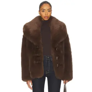 NONchalant Label Oslo Faux Fur Jacket in Brown