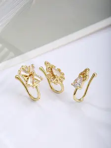 Vintage Palace Style Copper Zirconia Water Drop Floral Fake Nose Ring Set, Body Jewelry, Punk Style, Suitable for Women's Daily Wear, Mother's Day Gift