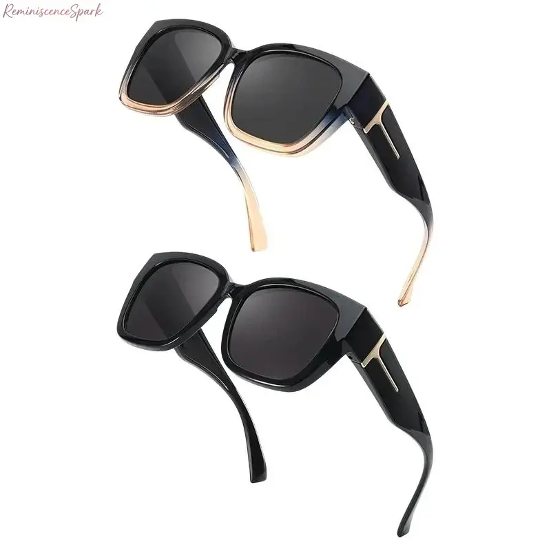 Unisex 2-Pack Polarized Fit-Over Sport Eyewear, Mirrored Rectangular Frame, UV400 Anti-Glare Protection, Wear Over Prescription Glasses, Durable Shades for Driving & Outdoor Use, Sport Sports Eyewear