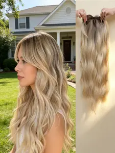🔥22 Inch Straight Hair Topper with Bangs | Premium Kanekalon Synthetic Hair | Clip-In Synthetic Extensions for Thinning Hair | Natural Volume & Realistic Look | Instant Confidence for Everyday Style