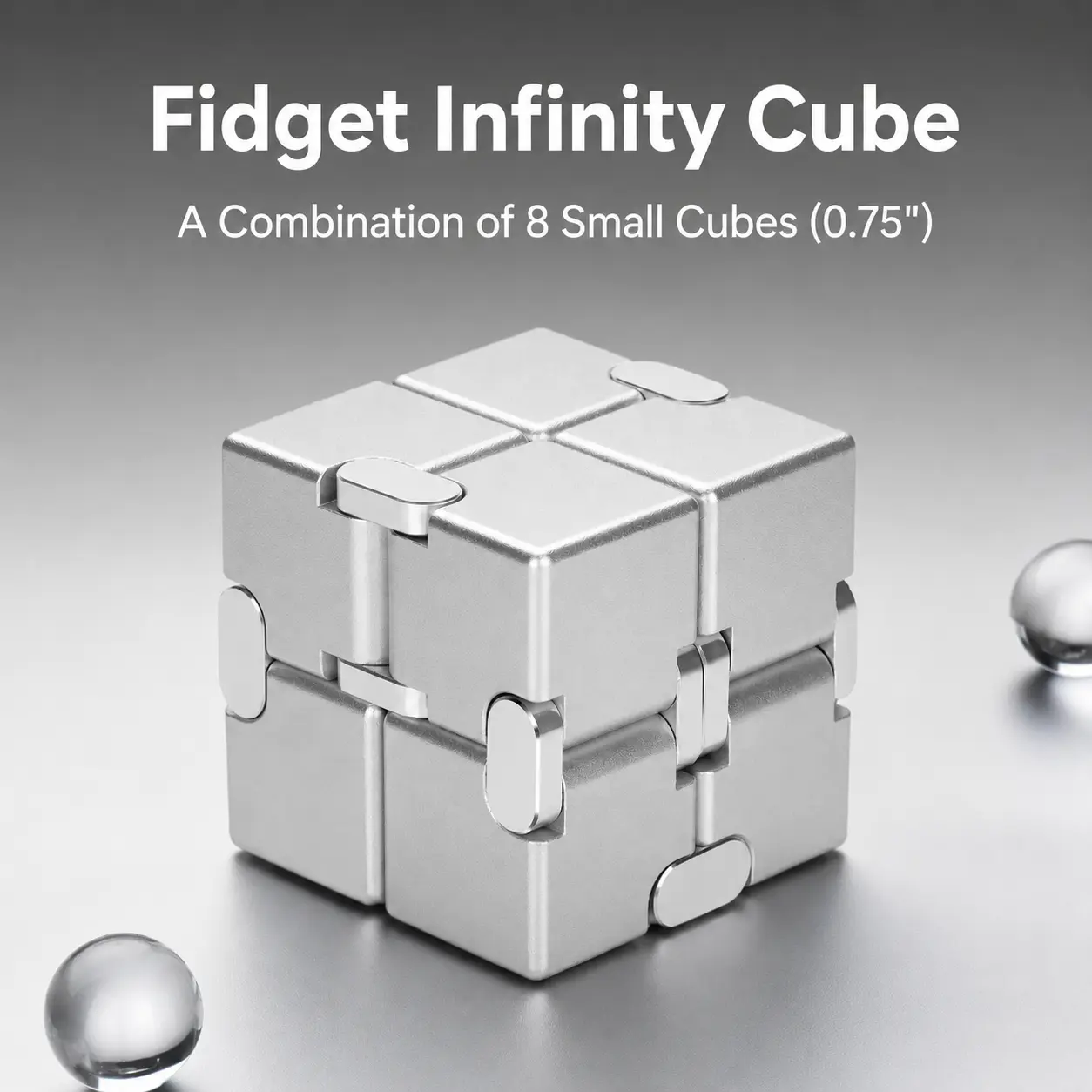 Aluminum Metal Infinity Fidget Cube, Durable Sensory Fidget Toy for Stress Relief & Focus, Satisfying Desk Toy for Teens & Adults, Unique Collectible Gift