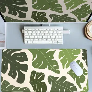 Monstera Leaf Desk Pad Gaming Mousepad XXL Mouse Pad for Laptop Desk Mouse Pad Extra Large with Non-Slip Rubber Base Stitched Edges Surface for PC Gamers Office Workers & Home Use