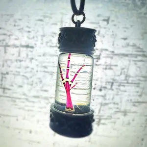 Diaphonized Quail Feet Necklace 1.75" Glass Vial Gothic Curiosities Oddities Cleared Stained Bone Art Ethical Taxidermy