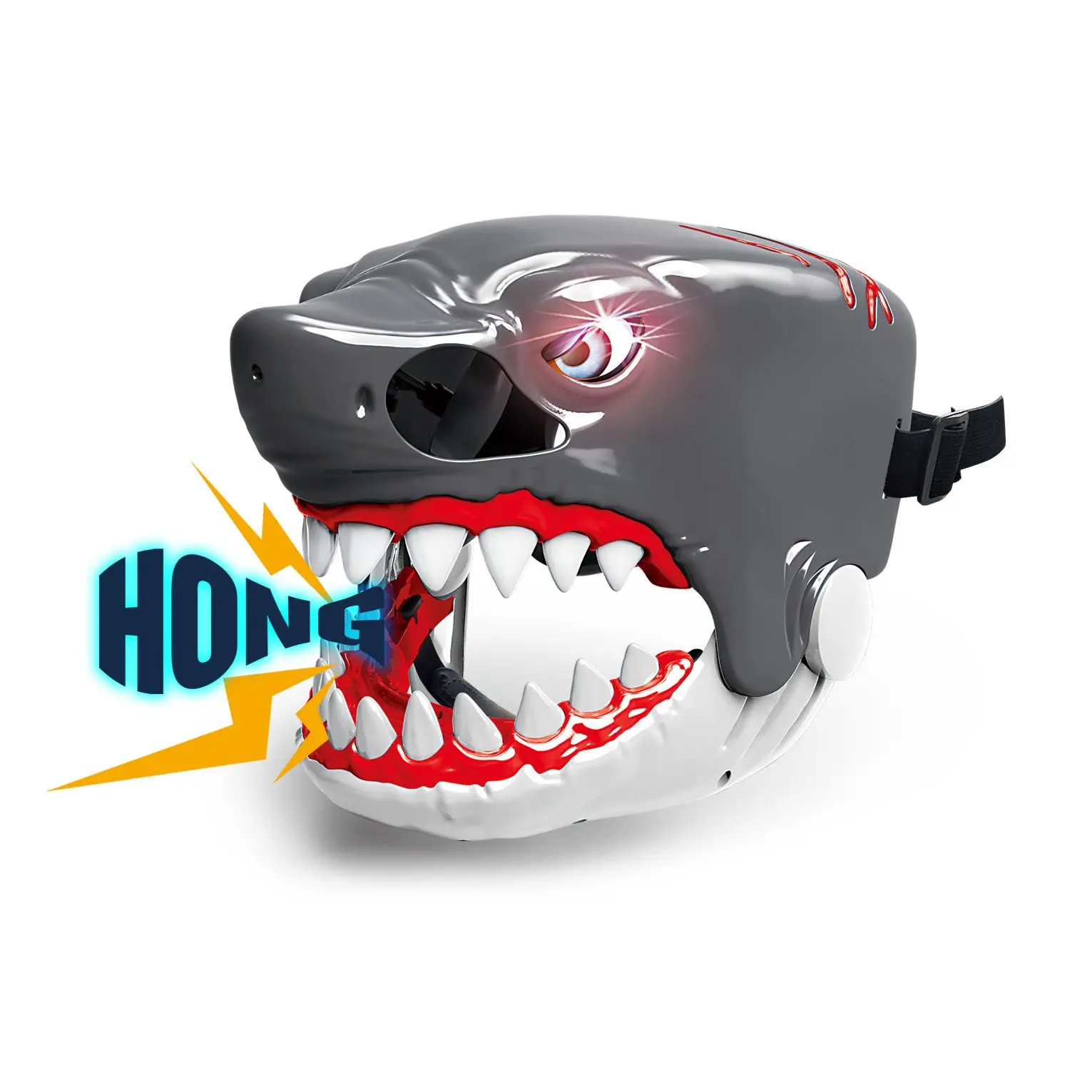 Roaring Shark Mask with Glowing Eyes | Double the Scare Sound & Light Effects | Perfect Halloween Prop for All Ages | Ideal for Theme Parties & Game Nights