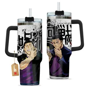 STORMMECH- Aoi Todo 40oz Handle Tumbler – JJK Stainless Steel Travel Mug, Anime Inspired Vacuum Insulated Cup, Large Iced Coffee Tumbler, Manga Fighter Drinkware, Otaku Gift for Him Her