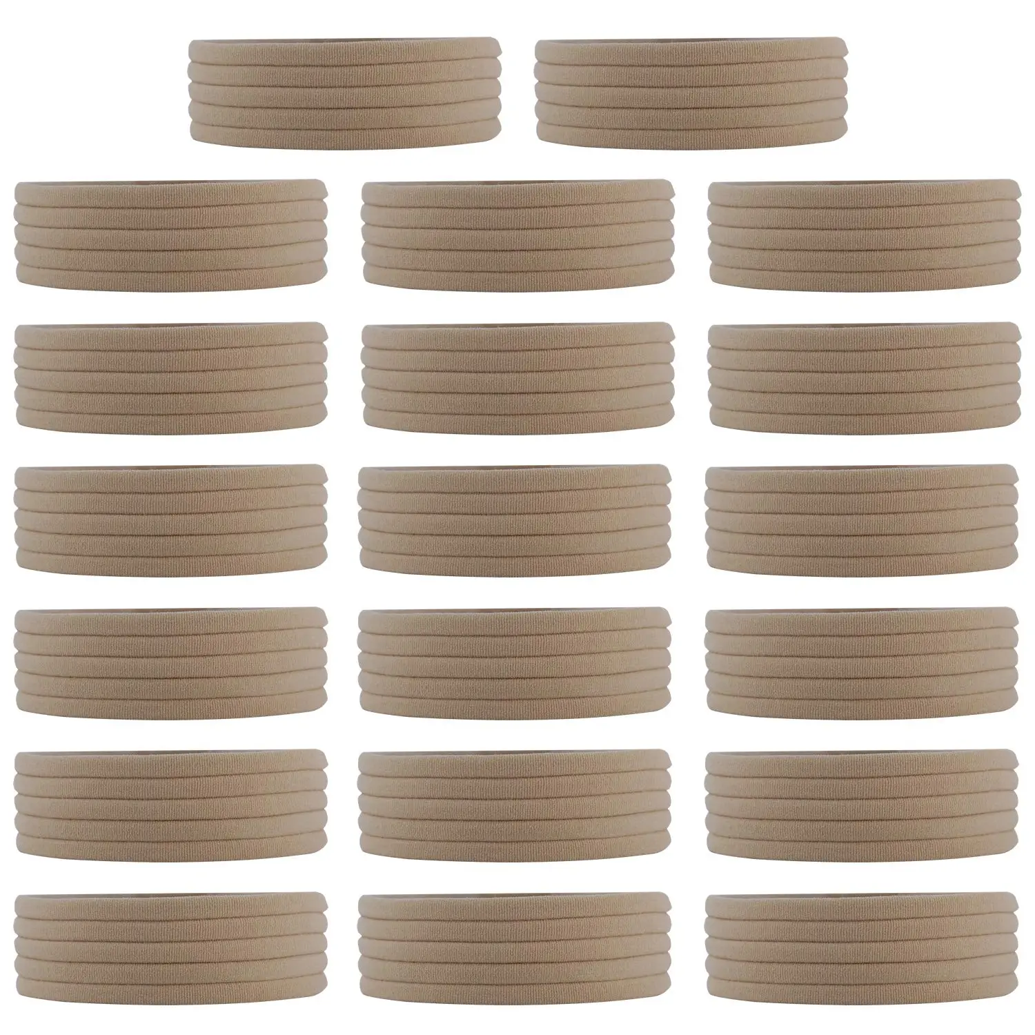 100 Pack Bulk Super Soft Stretchy Elastic Nylon Headbands Bow Nude Hairband Slim Turban Headwrap Hair Ties Ponytail Holder For