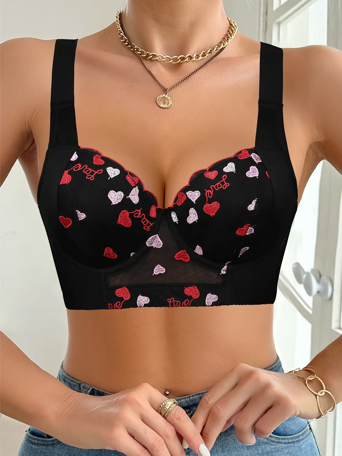 【Live】Mimilemon Floral Embroidery Push up bra with Non-Removable Padded Cups Underwire for Support Breathable Fabric All-Day comfortable Aesthetic