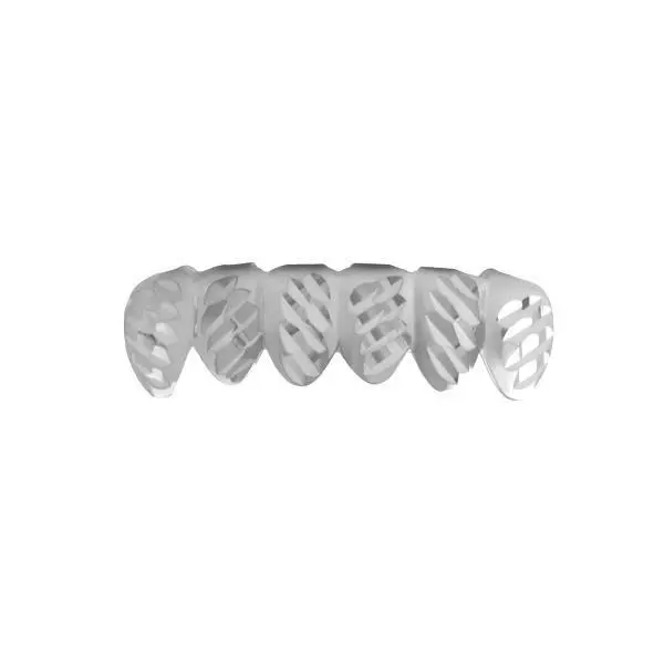 Rhodium-Plated Silicone Grillz - Diagonal Diamond-Cut Body Jewelry, Teeth Accessory, Dental Accessory for Costume Fashion Use, Single Item, Easy Install, Lower Teeth, Brass, Decoration And Entertainment, Removable Ease, Solid Brass, Hip-Hop Look, Box, Dia