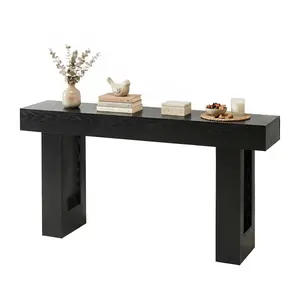 63 Inch Narrow Console Table with 5.9" Thick Top, Sturdy Wooden Entryway Table Heavy Duty 155 lbs Capacity, Space-Saving Sofa Table for Living Room Hallway