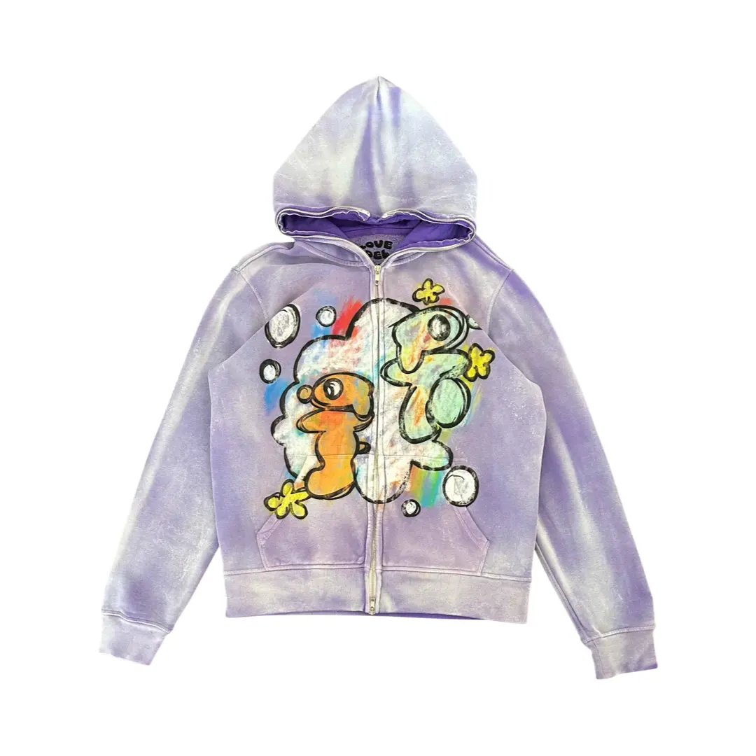 Abstract Zip-Up Jacket (Frosted Grape) Embroidered Fit Sleeve Coats Garment Print
