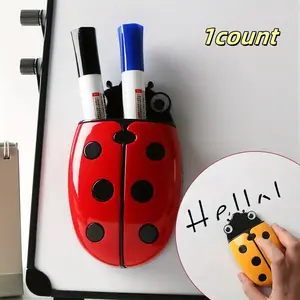 Magnetic Beetle Pen Holder, Blackboard Whiteboard Cloth Pencil Cup, Pen Cups, Dual Use Eraser, Cartoon Plastic Box, Home Storage Organizer, Desk Organizer Tidy