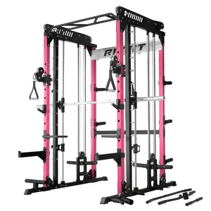RitFit Pink M1 2.0 Pro Multi-Functional Smith Machine with Cable Crossover System & Squat Rack for Home Gym