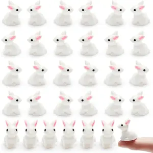 6/12/18 Counts Mini Easter Bunny Figurines Hand-Painted Resin Rabbits for Fairy Garden Path Micro Landscapes Dollhouse Easter Decor Garden Accessories