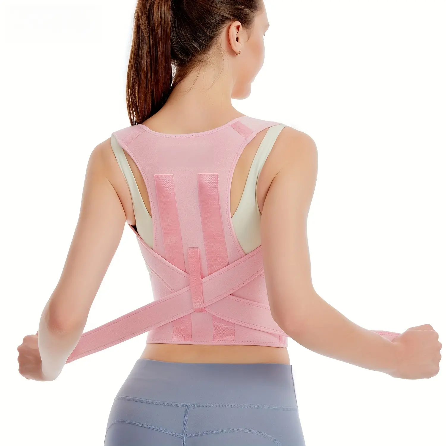 Ladies' posture corrector, breathable back support strap, adjustable back posture corrector, shoulder and waist adjustable breathable waist belt, improving posture