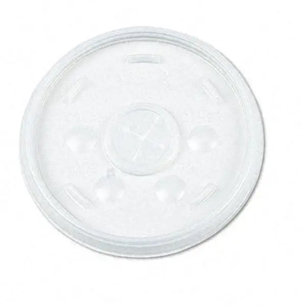Disposable Plastic Slip-Thru Lids for 12 oz Cup - Hot Cold Use, Round Shape, Flat Solid Center, Splatter Guard, All Seasons Kitchen Drinkware Accessories - WE-1000/Carton, 12Oz
