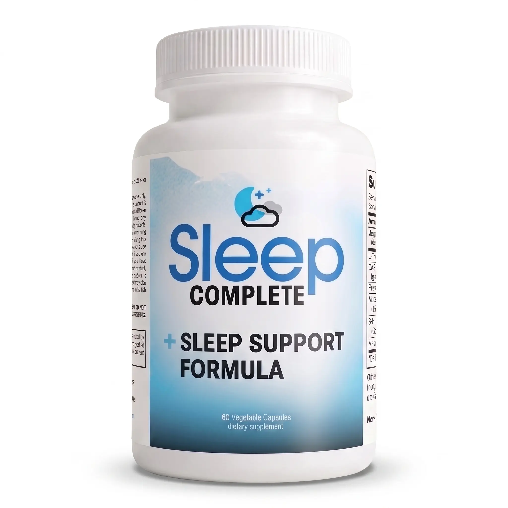 Sleep Complete - 6-in-1 Natural Sleep Support Formula Blend of L-Theanine, 5-HTP, Melatonin, Magnesium, Mucuna Pruriens Extract, GABA, and Phellodendron Bark (herb Powder).