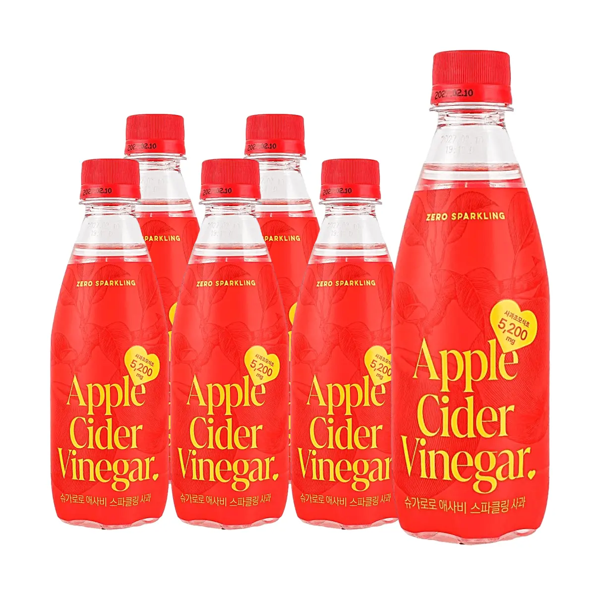 SUGARLOLO Sugar-Free Apple Cider Vinegar Sparkling Water - Korean Apple Flavor, 350ml Cans (6-Pack) - Zero Sugar, Low Calorie, Refreshing Drink