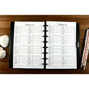 Contact List Inserts for Half Letter Size Discbound Planners, Fits with Circa Junior, Arc by Staples, TUL Junior, HALF Letter Size (5.5'' x 8.5’'), (Planner sold separately)
