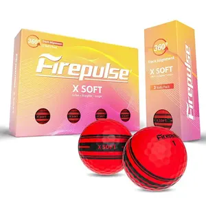 Firepulse X SOFT Golf Ball | 2-piece Construction | Fluorescent Matte Golf Balls | Translucent Red | Soft Golf Balls | 360 Track Alignment | 12count(1dozen)