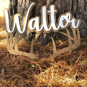 Deer antler name sign for nursery boho design for baby shower country style bedroom design