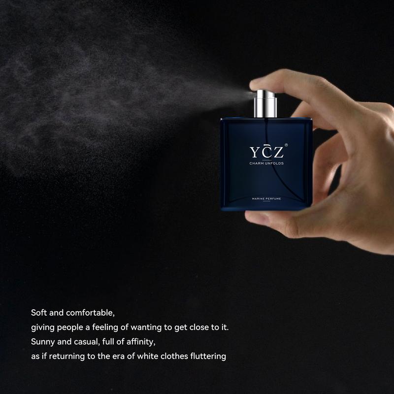 YCZ Cologne Midnight Marine Eau De Parfum for Men 1.7oz 50ml Long Lasting Floral Fruity Woody Notes Edp Perfume Spray Elegant Scent