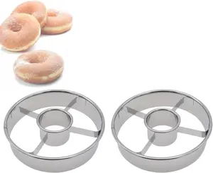 PERFECT DONUTS IN SECONDS! | 2-Pack Professional Steel Donut Cutters | Make Bakery-Worthy Treats at Home Bakeware Set Baking Supplies Utensils