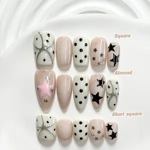 Live | CuraTique | Star Dot 10PCS Handmade Press On Nails REUSABLE 3D Gel Spring 2026 / Light Luxury、Lovely、Gorgeous