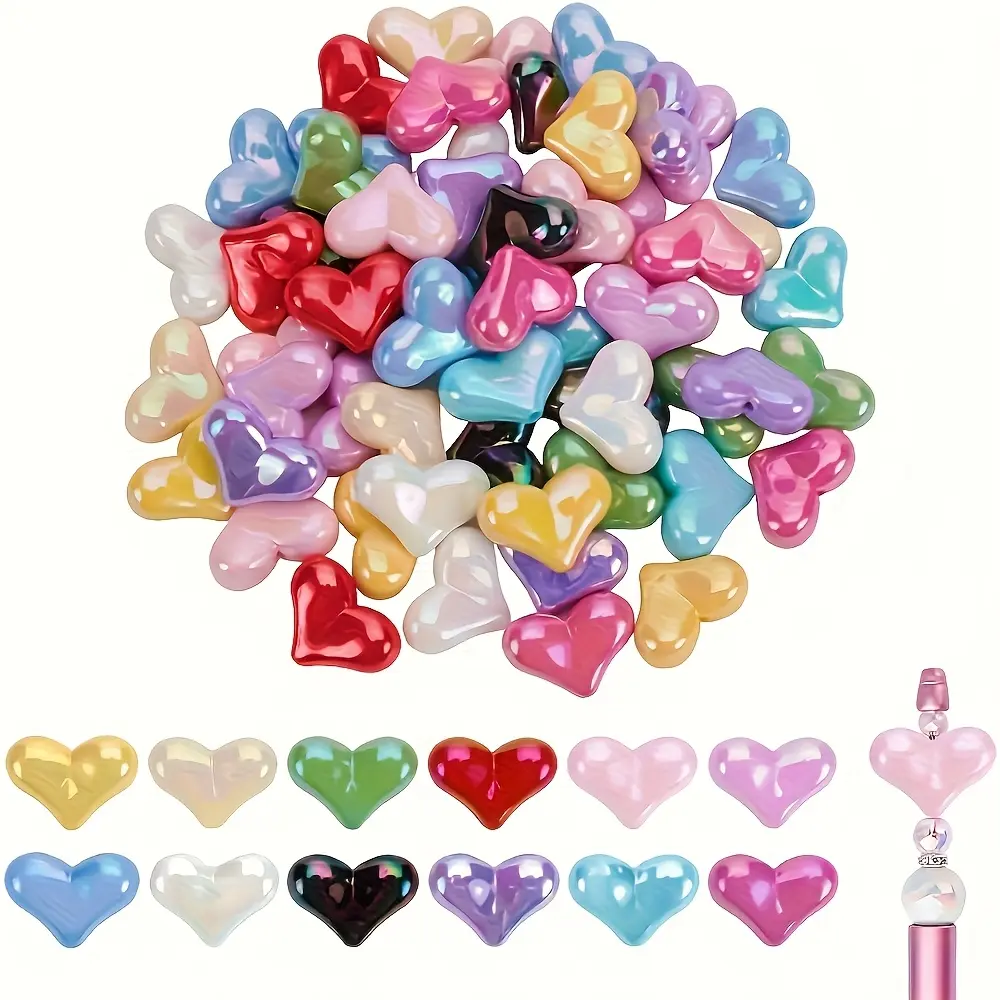 68pcs Acrylic Heart-Shaped Bead Assortments, 6×22mm Random Mixed Colors - Jewelry Making Supplies for DIY Necklaces, Bracelets, Acrylic & Bead Assortments