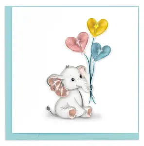 Quilled Baby Elephant Congrats Greeting Card