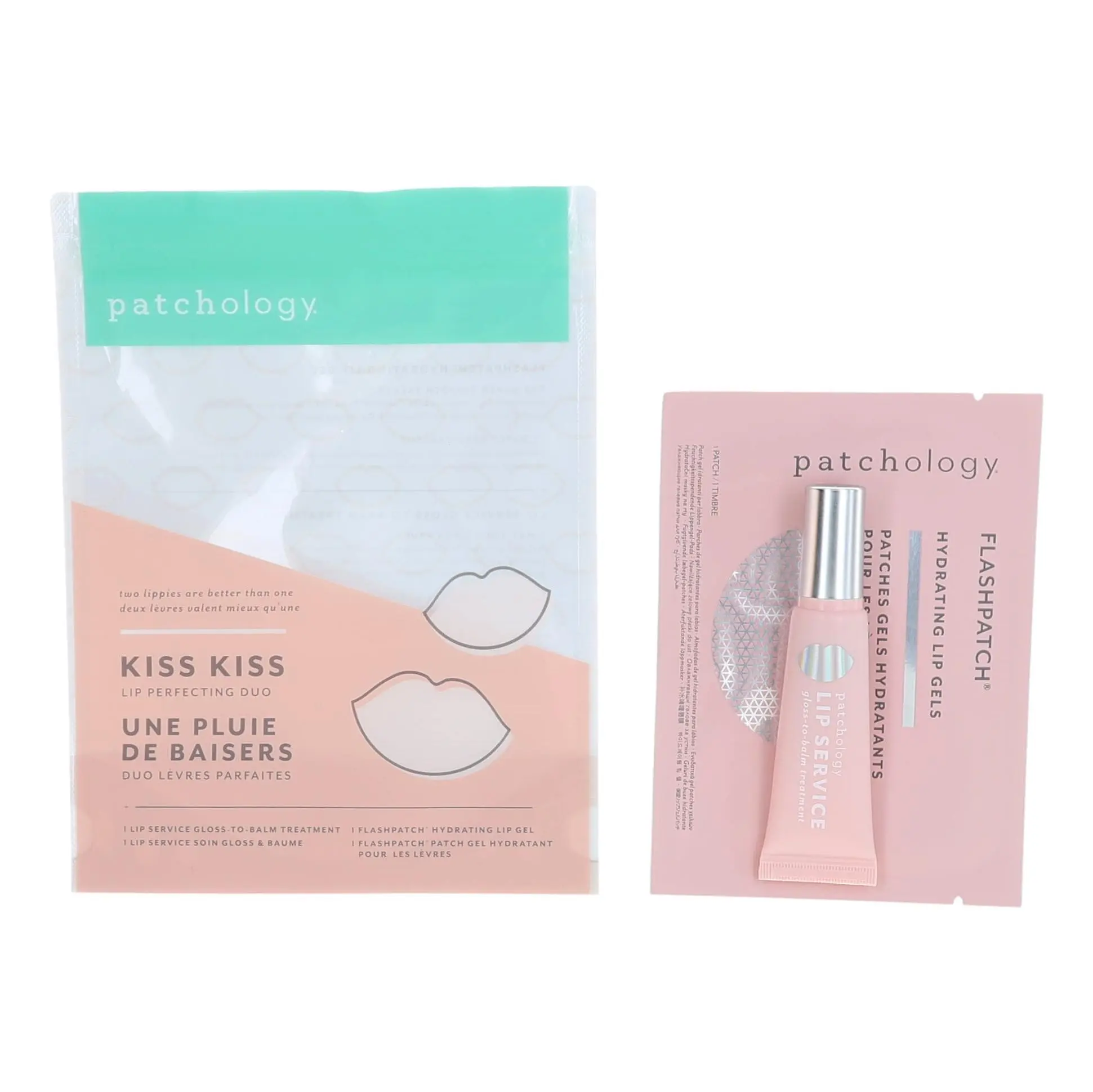 Patchology Kiss Kiss Lip Perfecting Hydrating Gel Set Duo, 2-Piece Lip Treatment Kit, Lip Gloss