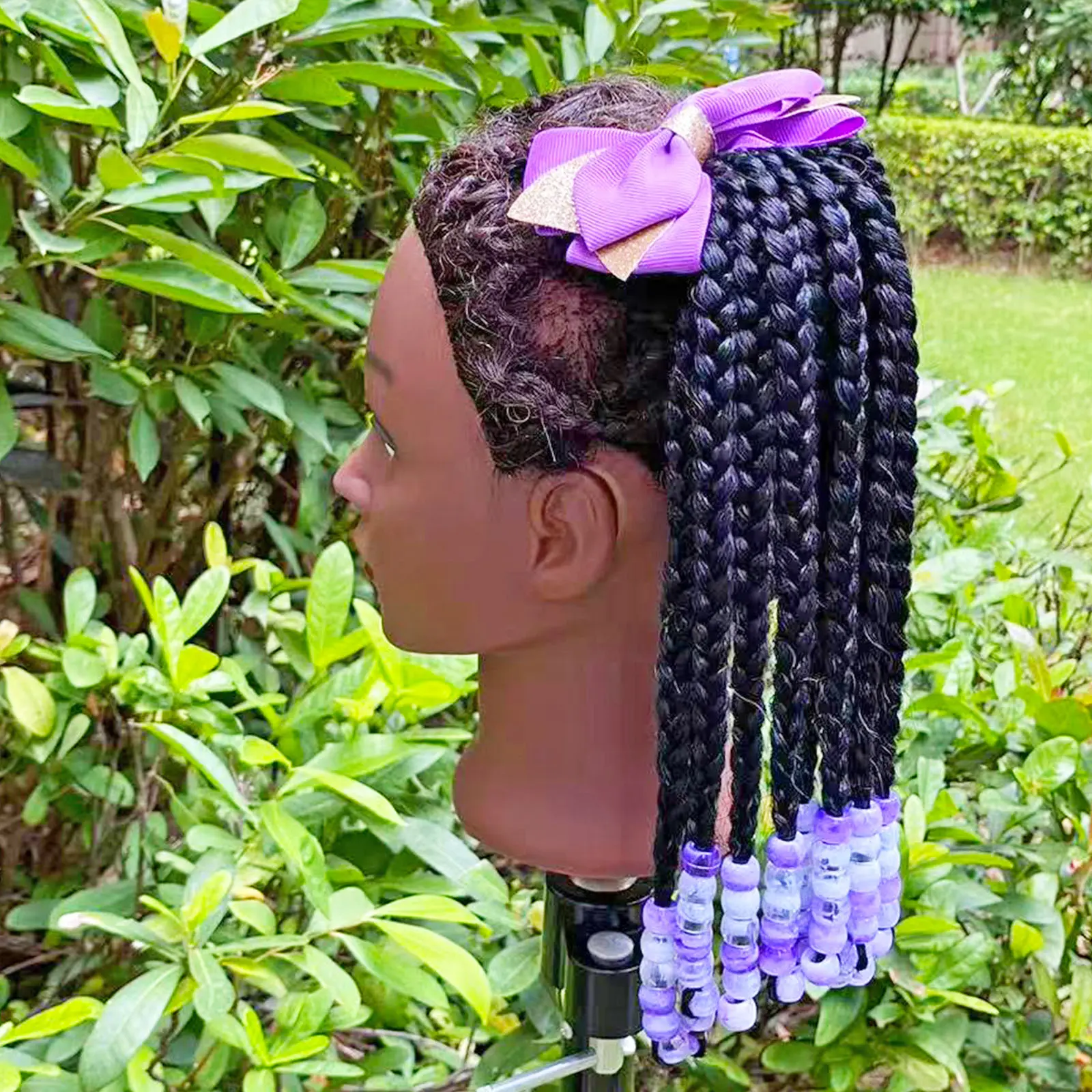 3PCS Synthetic Fiber Ponytail Beads Dreadlocks Hair Extensions Kids Women Ponytail Beads and Dreadlocks Fake Braids Color Hair  main image 2