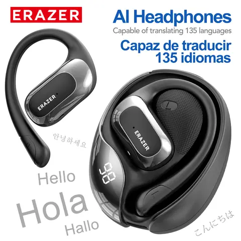 ERAZER X5 In-Ear Wireless Headphone - Bluetooth 6.0, Waterproof Plastic Build, 300 mAh Rechargeable Battery, App-Supported 134-Language Real-Time Translation, Built-In Mic, Audio Call Control for Office, Study Use, Electronic Audio Accessory