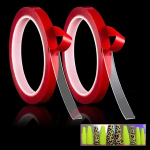 Double Sided Tape 2 Rolls Press on Nails Adhesive Strong Sticky Mounting Tapes for Press on Nail Packaging