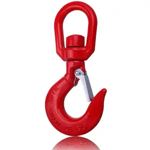 1 Ton Swivel Lifting Hook Heavy Duty, Round Rotating Hook with Safety Latch, High Quality Alloy Steel Resistant Corrosion for Lifting Chains Port Transportation Factory 1T 2T 3T 5T