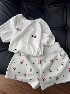 Women's Dachshund Dog Print Pajama Set, Short Sleeve Graphic T-Shirt & All-Over Print Shorts 2-Piece Loungewear, Soft Summer Sleepwear Home Suit for Dog Lovers