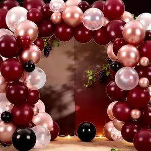140Pcs Burgundy Balloon Arch Kit Wine Theme Birthday Wedding Bridal Shower Anniversary Decor