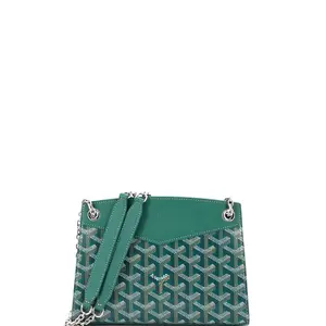 Pre-owned Goyard Canvas Coated, Leather Shoulder Bags Structured Rouette Chain Shoulder Bag Coated Canvas Mini by Rebag