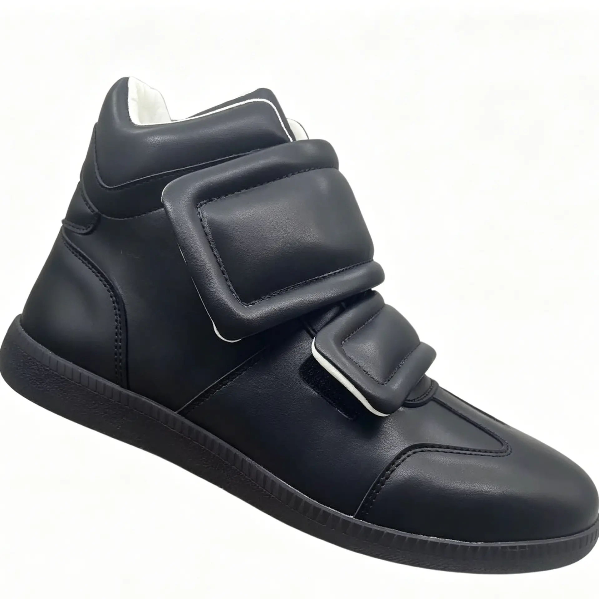 casual high top cowhide short boots with round toe classic Velcro ankle boots fashion versatile couple German training shoes