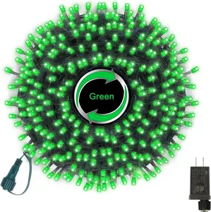 LAMPHOME 33ft St Patrick's Day Decorations Lights, 100 LED Green Wire Fairy Starry String Lights Plug in, 11 Lighting Modes, for Indoor Outdoor Xmas Tree Wedding Party Decoration (Green)