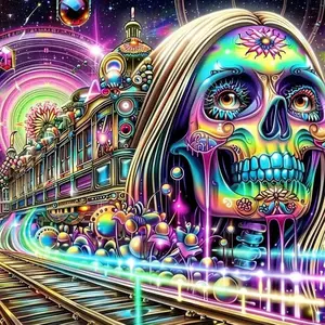 Skull & Train Pattern DIY Diamond Arts Colorful Painting Kit without Frame, DIY 5D Diamond Arts Colorful Painting Kit, Wall Art Decor for Home, Diamond Painting Kits