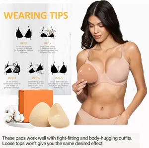 Snovvy Sticky Push Up Inserts Instant Boost Double - Sided Adhesive Bra Cup for Women Supports Up to 2 Cup Sizes Reusable Sweat & Water Resistant Outfit Feminine