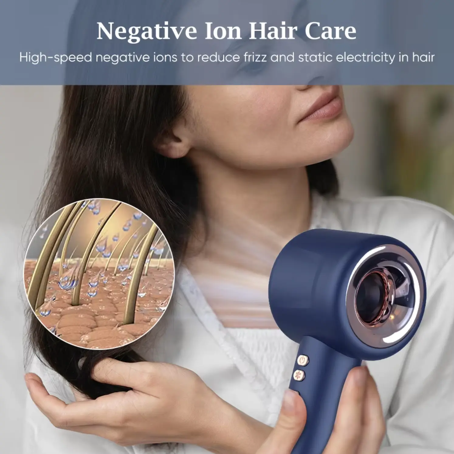 UNIQNOVA Leafless Fast Drying Hair Dryer Negative Ionic Blow High