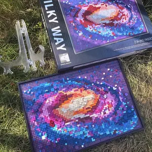 Creative 3D Oil The Milky Way Galaxy Painting Building Blocks Set Famous Nebula Art Photo Frame Home Decorations Toys Adult Gift