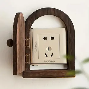 1 piece of wooden creative wall outlet cover, dustproof plug protector, no power required, dustproof switch cover, universal