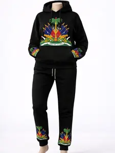 Haitian Flag Hoodie & Jogger Set – 2 Piece Tracksuit Unisex Streetwear Haitian Pride Outfit.