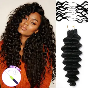 OQ HAIR Loose Deep Pre-Separated Feather Crochet 100% Human Hair Extensions for Miracle Knots Boho Braids 4 to 5 Bundles Recommended