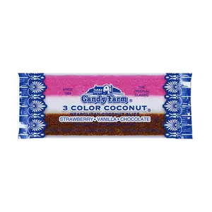Candy Farm Retro Neapolitan Coconut Candy – Chewy Strawberry, Vanilla & Chocolate Bites | Nostalgic Treat, 1/6/24 Pack
