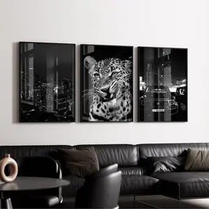 Full Set Black & White Luxury Fashion Poster Set of 3 Luxury Fashion Prints, Designer Wall Art, Cheetah Poster, Hypebeast Decor Photo Artwork unframed wall art decor